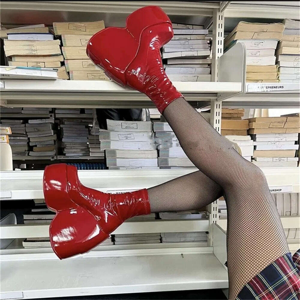 KIMLUD, Women Platform Boots Super High Heel Elastic Botas Femininas Nightclub Street Female Shoes Thick Bottom Women's Ankle Boots, KIMLUD Womens Clothes