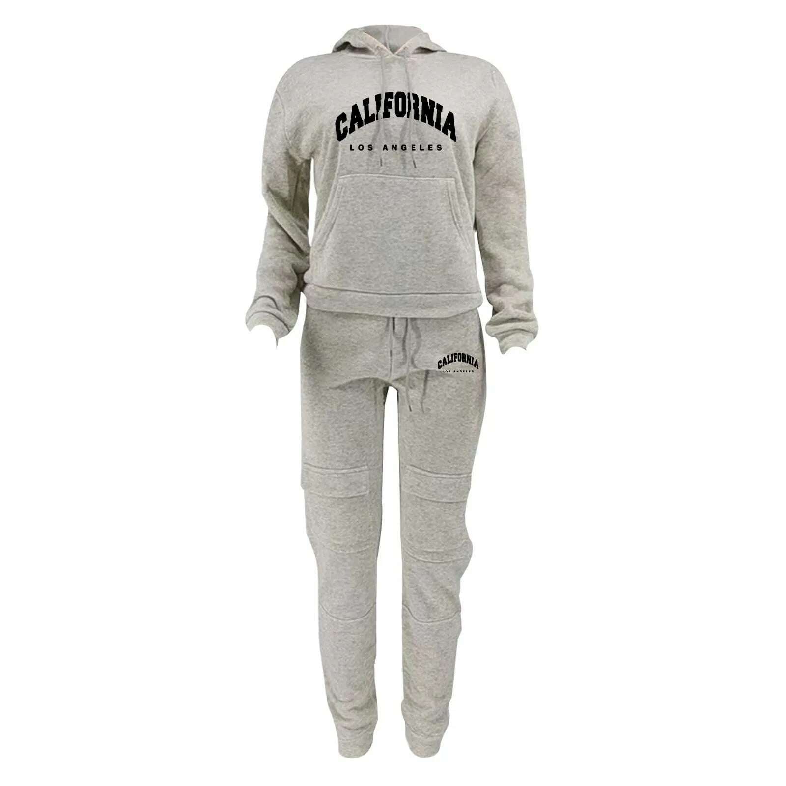 KIMLUD, Women Printed Fashion Casual Sweatshirt Set Two Piece Sports Sweatshirt With Multiple Pockets Pants Female Autumn Streetwear, KIMLUD Womens Clothes