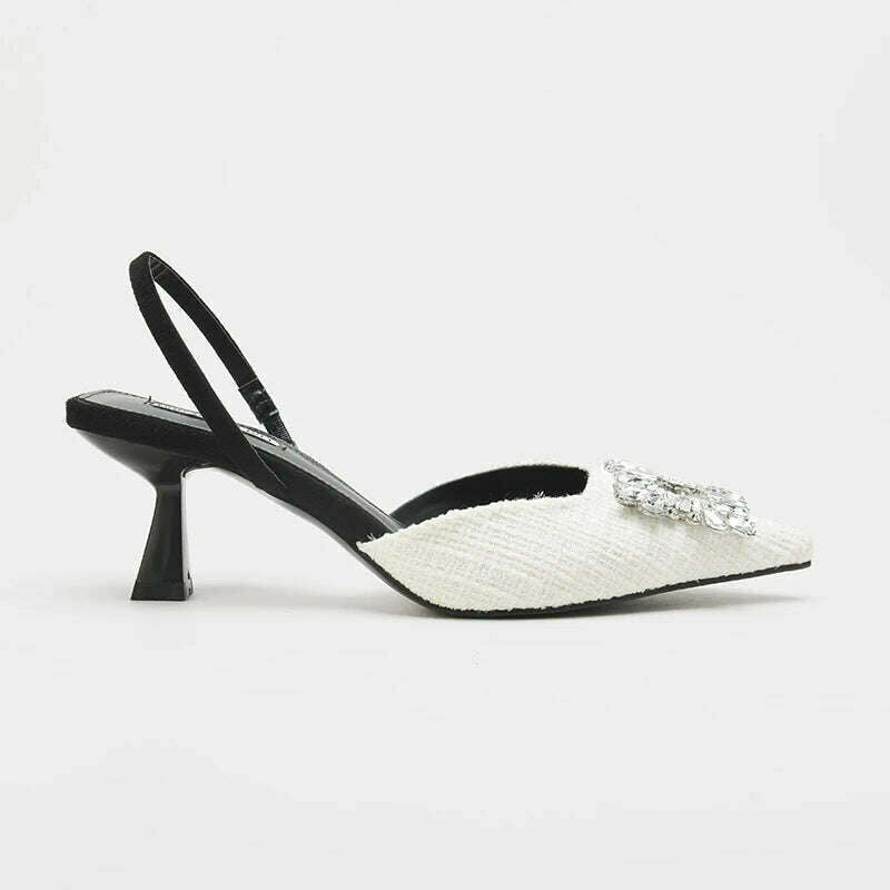 KIMLUD, Women Pumps Luxury Crystal Slingback High Heels Ladies Summer Sandals 7.5cm Heeled for Party Wedding Shoes, KIMLUD Womens Clothes