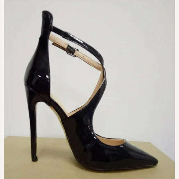 KIMLUD, Women Pumps Stiletto Heels Buckle Gladiator Sandals Office Party wedding shoes for women bride High Heels Plus Size 34-48 83-4, Black / 3.5, KIMLUD APPAREL - Womens Clothes