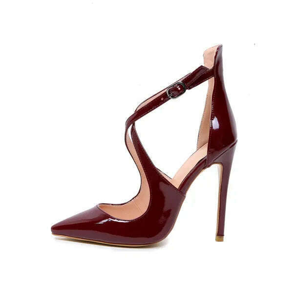 KIMLUD, Women Pumps Stiletto Heels Buckle Gladiator Sandals Office Party wedding shoes for women bride High Heels Plus Size 34-48 83-4, KIMLUD Womens Clothes