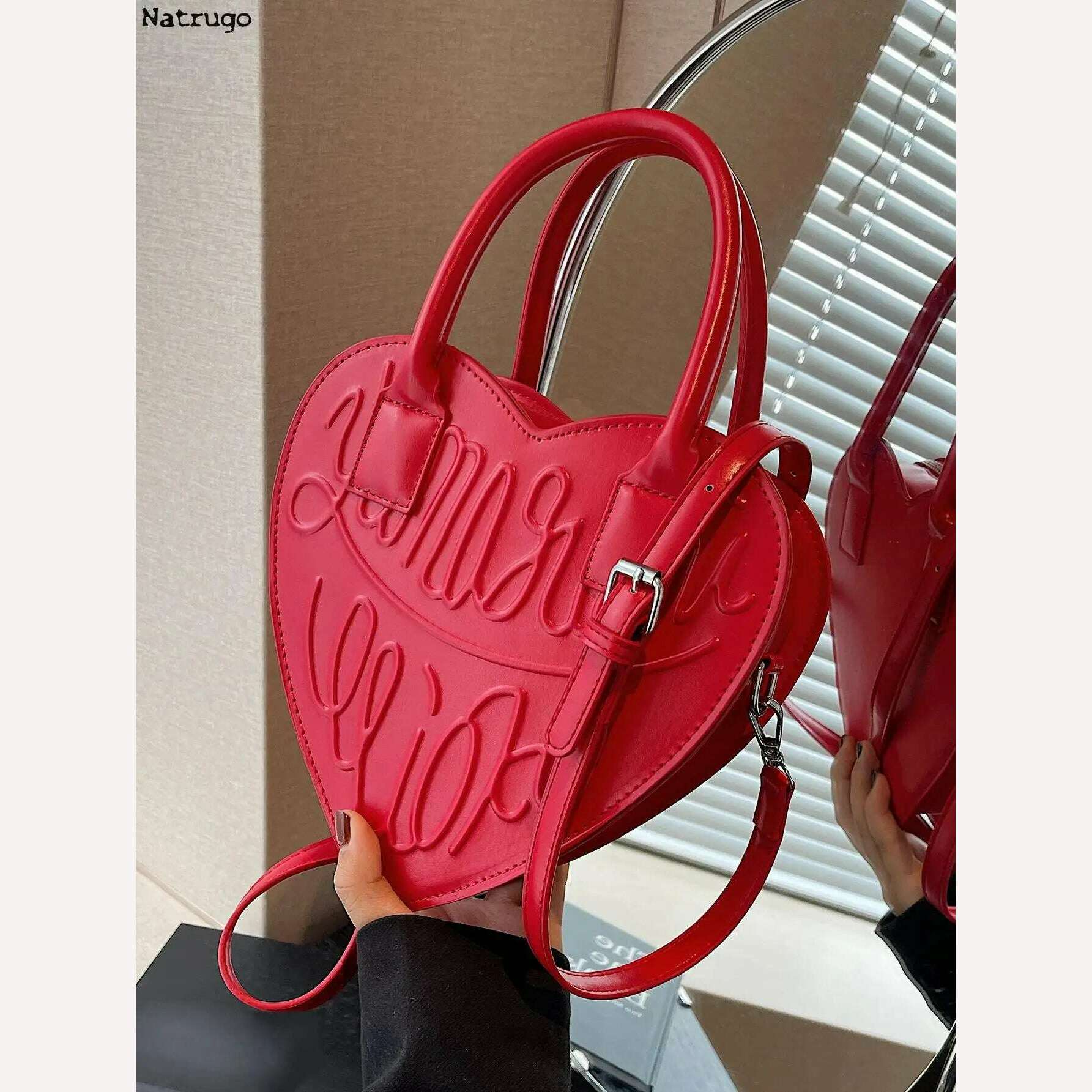 KIMLUD, Women Purses And Handbag Fashion Red Love Heart Shape Shoulder Bag Women Chain Crossbody Bag Ladies Purse And Clutch Bag, KIMLUD Womens Clothes