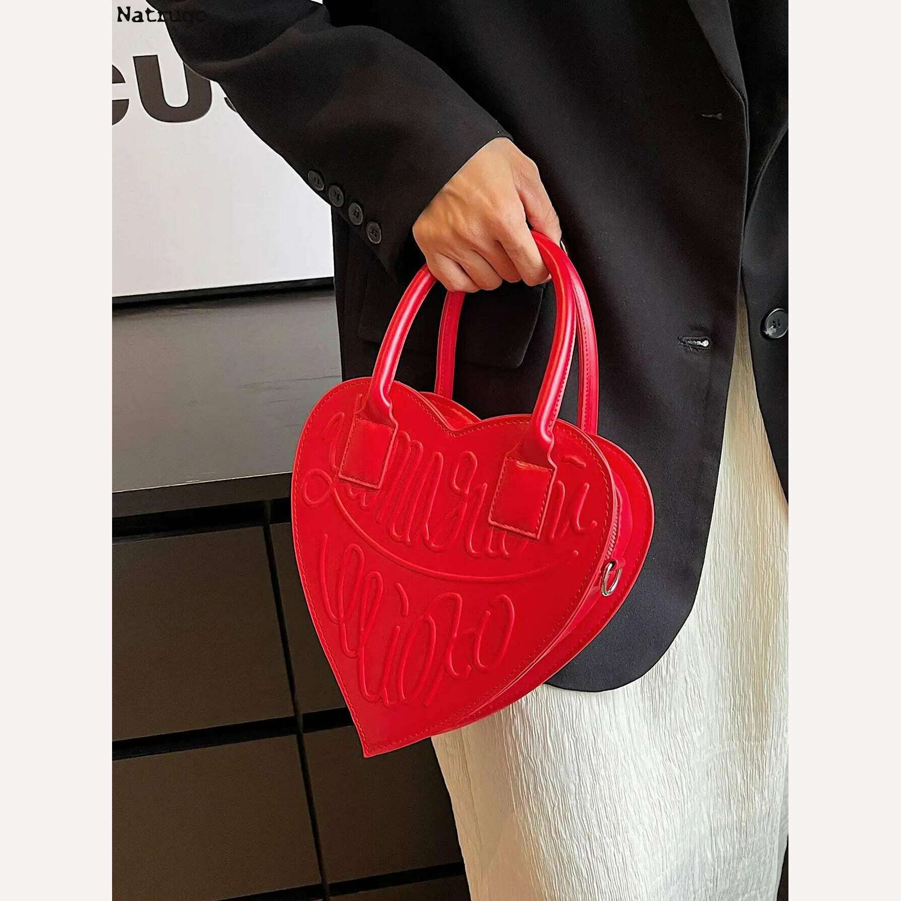 KIMLUD, Women Purses And Handbag Fashion Red Love Heart Shape Shoulder Bag Women Chain Crossbody Bag Ladies Purse And Clutch Bag, KIMLUD Womens Clothes