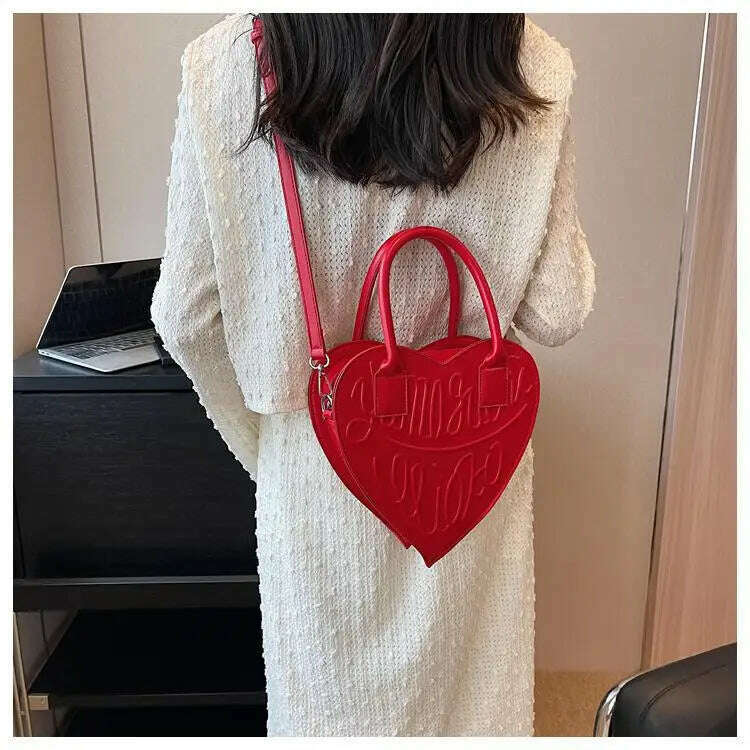 KIMLUD, Women Purses And Handbag Fashion Red Love Heart Shape Shoulder Bag Women Chain Crossbody Bag Ladies Purse And Clutch Bag, Red, KIMLUD APPAREL - Womens Clothes