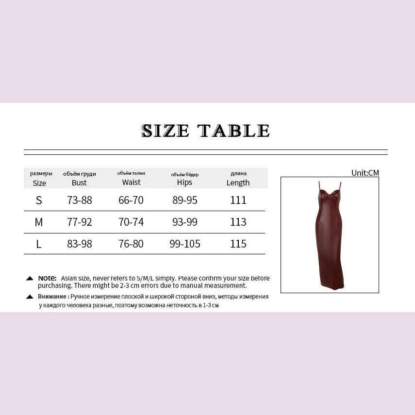 KIMLUD, Women Sexy Blackless Slim Sling Leather Dress Fashion Sleeveless Zipper Split Fold Long Dresses 2024 Lady New Evening Party Robe, KIMLUD Womens Clothes