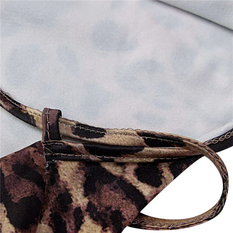 KIMLUD, Women Sexy Dress Sling Leopard Patterns Backless Back Cross Tie-Up Hip Dress, Ladies Party/Bar Long Dress, KIMLUD Womens Clothes