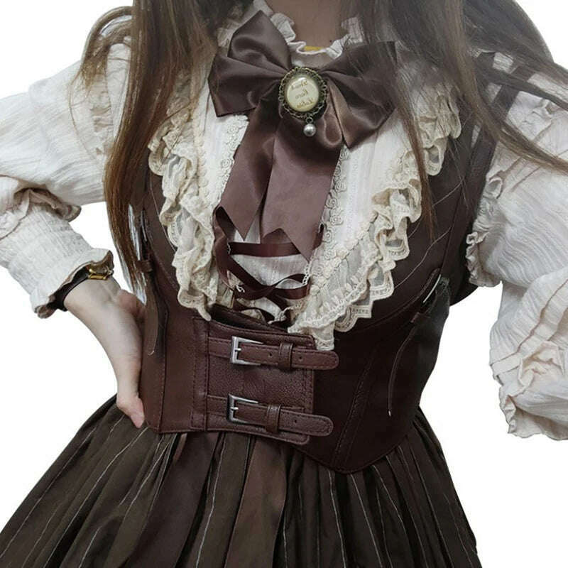 Women Sexy Leather Elastic Wide Band Waist Belt Waspie Corset Cinch Underbust - KIMLUD