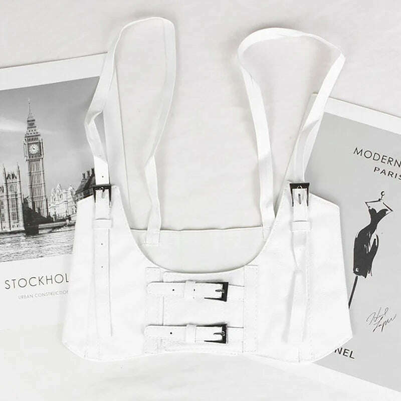 Women Sexy Leather Elastic Wide Band Waist Belt Waspie Corset Cinch Underbust - KIMLUD