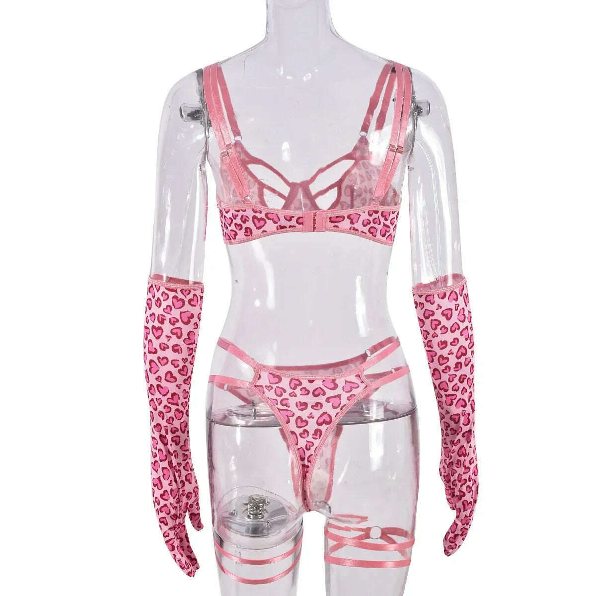 Women Sexy Leopard Exotic Lingerie Set Hollow Out Bra Set elegant Thin Thong Underwear Set Ladies Costumes high quality - KIMLUD