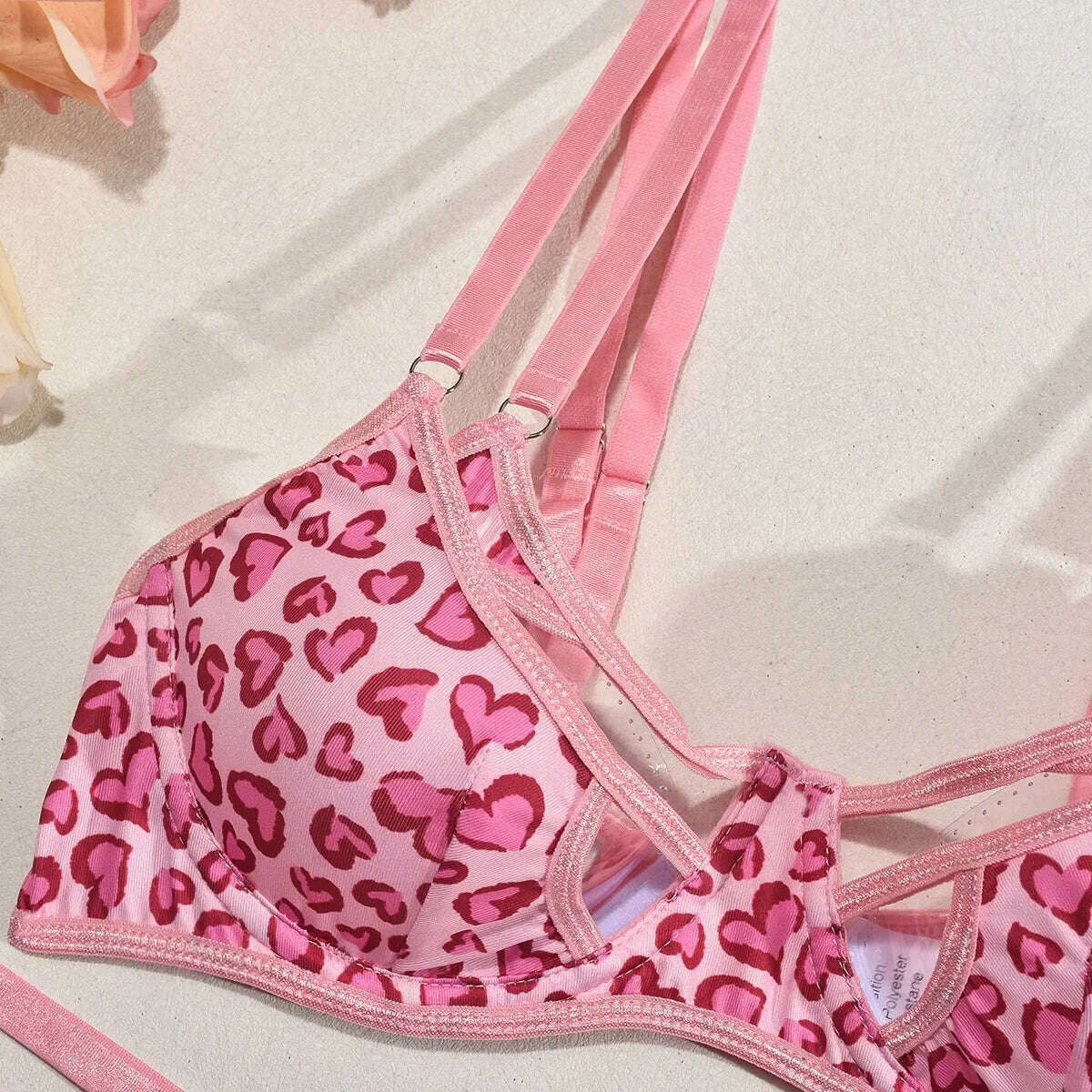 Women Sexy Leopard Exotic Lingerie Set Hollow Out Bra Set elegant Thin Thong Underwear Set Ladies Costumes high quality - KIMLUD