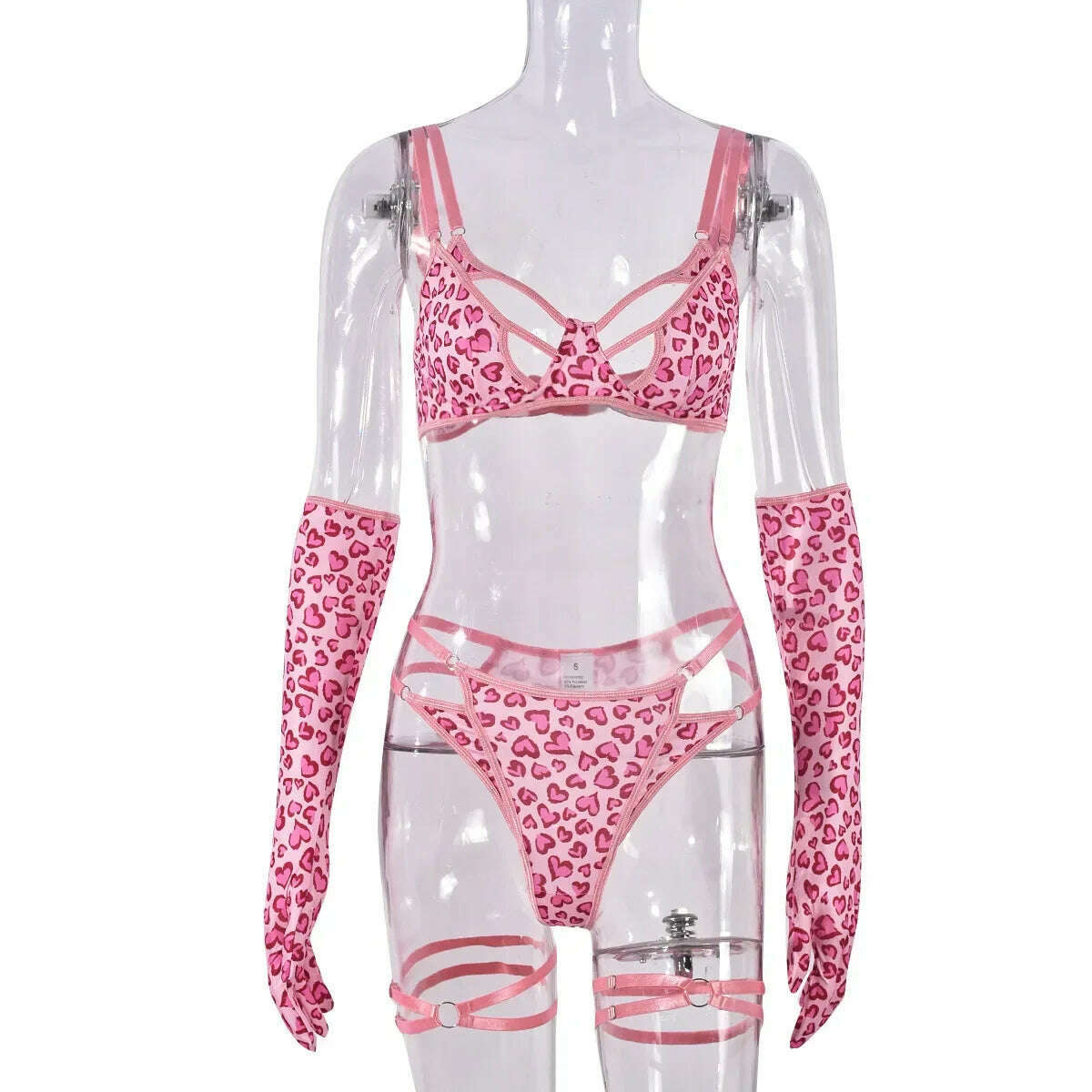 Women Sexy Leopard Exotic Lingerie Set Hollow Out Bra Set elegant Thin Thong Underwear Set Ladies Costumes high quality - KIMLUD