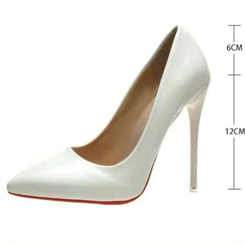 Women Shoes Red High Heels Sexy Pointed Toe 12cm Pumps Wedding Dress Shoes Nude Black Color Red Rubber Bottom High Heels - KIMLUD