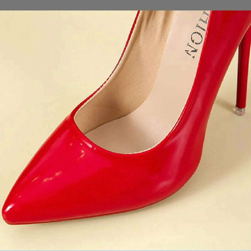 Women Shoes Red High Heels Sexy Pointed Toe 12cm Pumps Wedding Dress Shoes Nude Black Color Red Rubber Bottom High Heels - KIMLUD