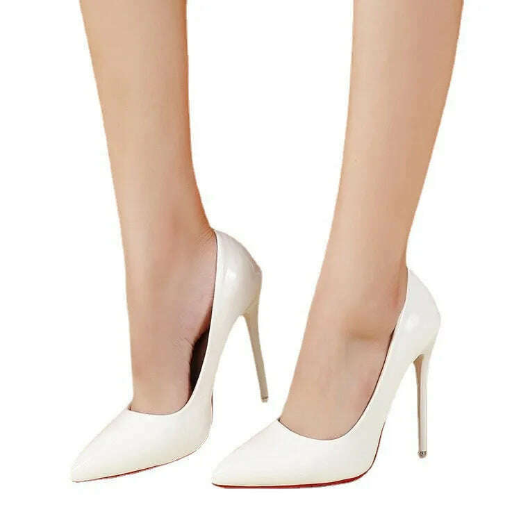 Women Shoes Red Sole High Heels Sexy Pointed Toe Red Sole 12cm Pumps Wedding Dress Shoes Nude Black Color Red Bottom High Heels - KIMLUD