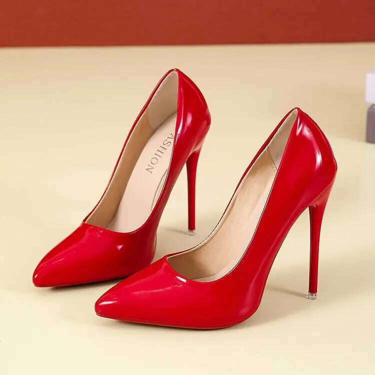 Women Shoes Red Sole High Heels Sexy Pointed Toe Red Sole 12cm Pumps Wedding Dress Shoes Nude Black Color Red Bottom High Heels - KIMLUD