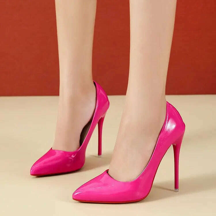 Women Shoes Red Sole High Heels Sexy Pointed Toe Red Sole 12cm Pumps Wedding Dress Shoes Nude Black Color Red Bottom High Heels - KIMLUD