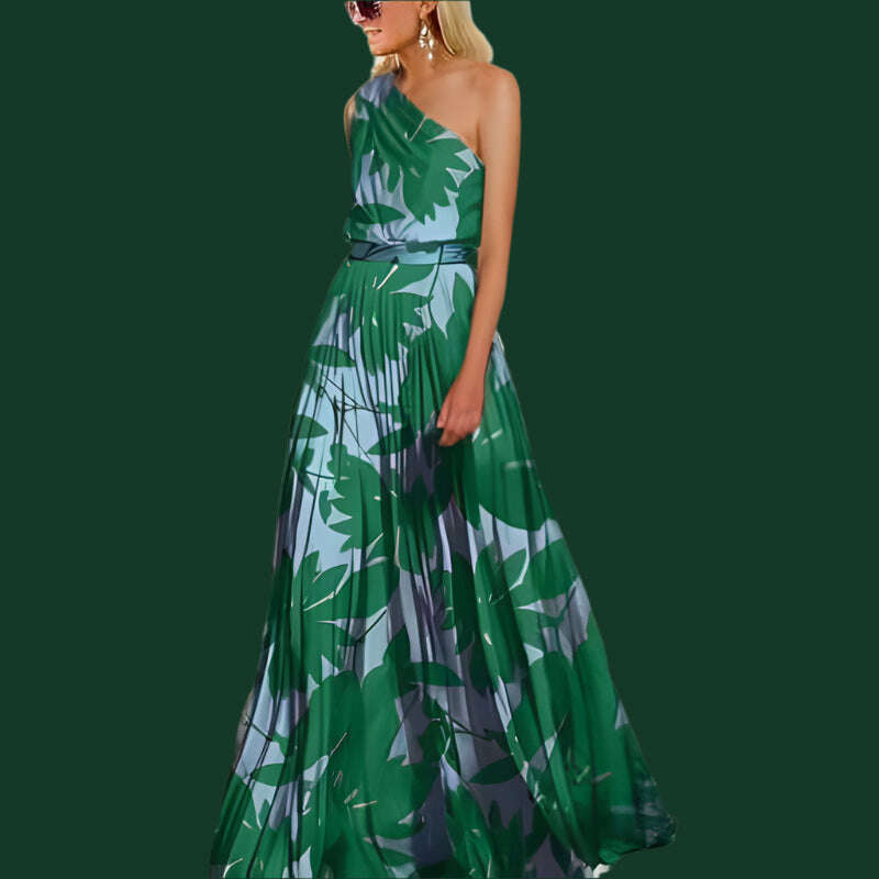 KIMLUD, Women Slash Neck Party Dress 2022 Sleeveless Vintage Print Beach Long Dresses For Women Summer Vestidos Beach Dress Maxi Robe, KIMLUD Womens Clothes