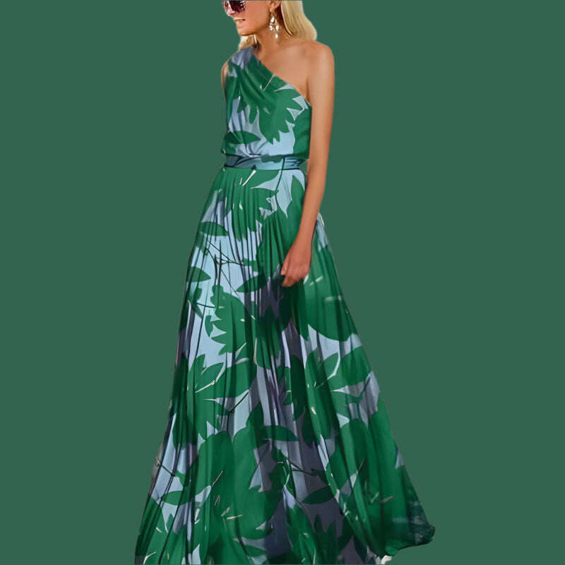 KIMLUD, Women Slash Neck Party Dress 2022 Sleeveless Vintage Print Beach Long Dresses For Women Summer Vestidos Beach Dress Maxi Robe, KIMLUD Womens Clothes