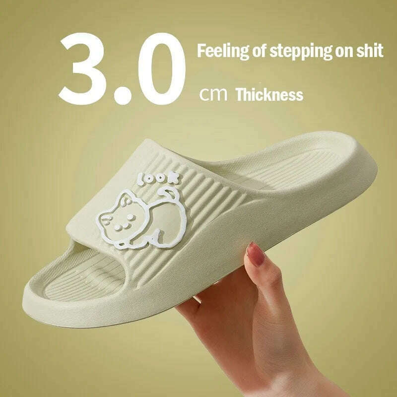 Women Slippers Thick Sole Summer Men Beach Slides Bathroom Anti-Slip Slipper Soft Sandals Fashion Flip-Flops Ultra-Light Shoes - KIMLUD
