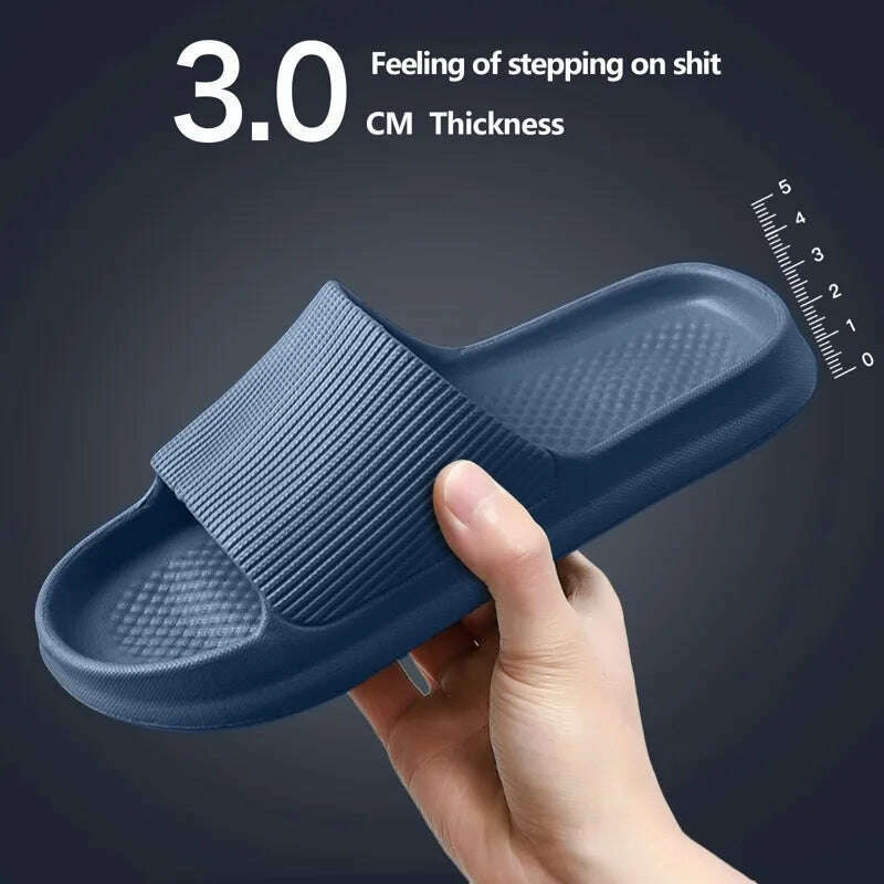 Women Slippers Thick Sole Summer Men Beach Slides Bathroom Anti-Slip Slipper Soft Sandals Fashion Flip-Flops Ultra-Light Shoes - KIMLUD