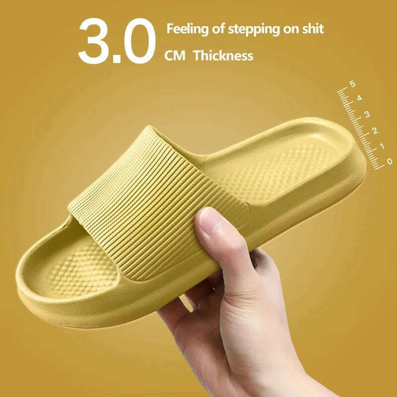 Women Slippers Thick Sole Summer Men Beach Slides Bathroom Anti-Slip Slipper Soft Sandals Fashion Flip-Flops Ultra-Light Shoes - KIMLUD