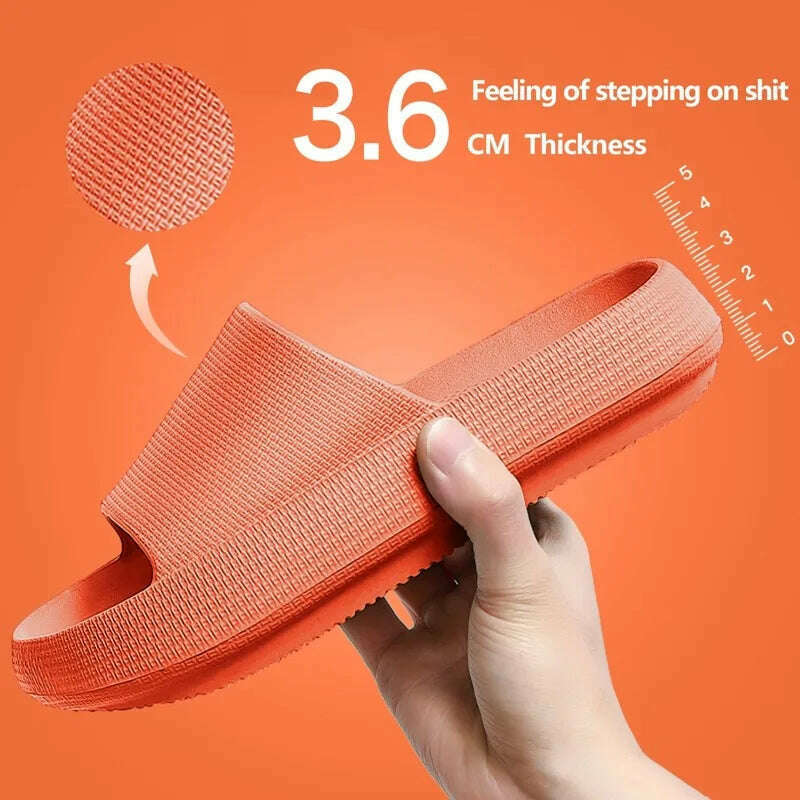 Women Slippers Thick Sole Summer Men Beach Slides Bathroom Anti-Slip Slipper Soft Sandals Fashion Flip-Flops Ultra-Light Shoes - KIMLUD