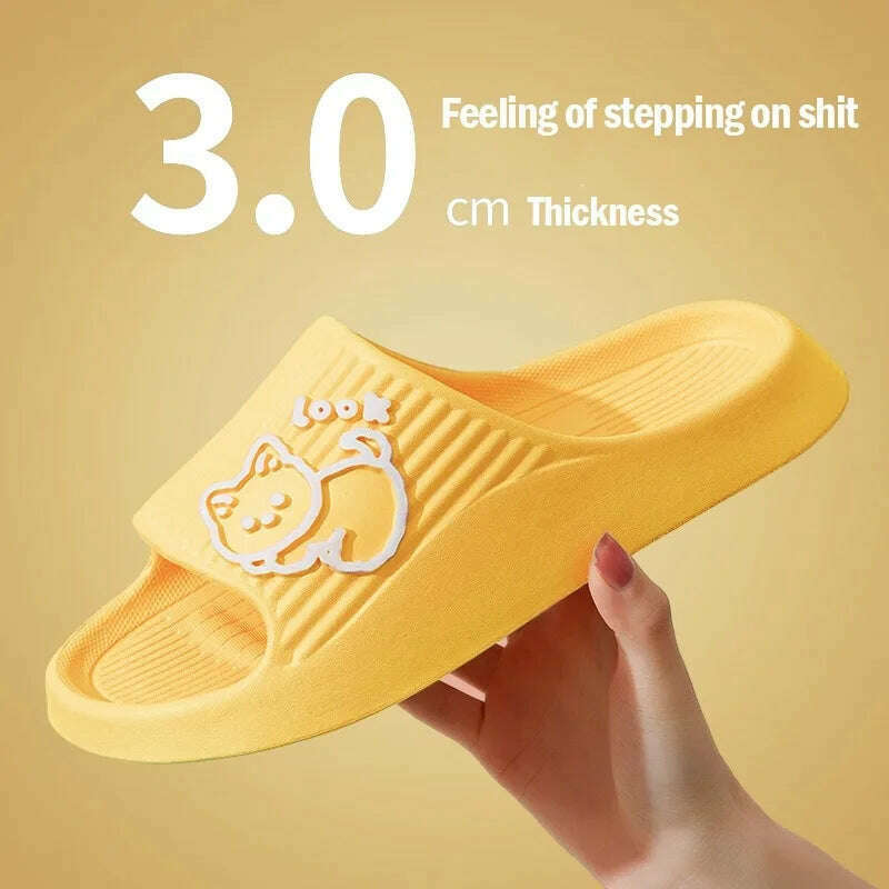 Women Slippers Thick Sole Summer Men Beach Slides Bathroom Anti-Slip Slipper Soft Sandals Fashion Flip-Flops Ultra-Light Shoes - KIMLUD
