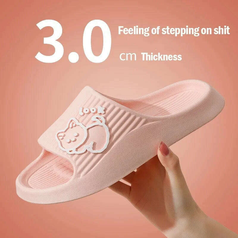 Women Slippers Thick Sole Summer Men Beach Slides Bathroom Anti-Slip Slipper Soft Sandals Fashion Flip-Flops Ultra-Light Shoes - KIMLUD