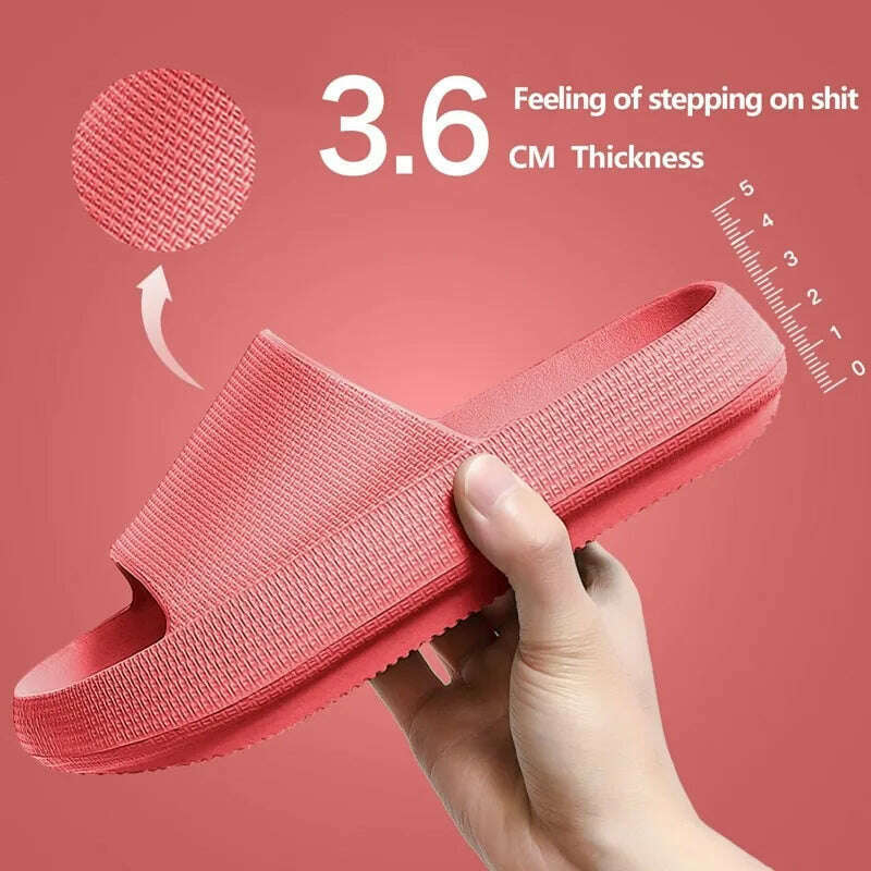 Women Slippers Thick Sole Summer Men Beach Slides Bathroom Anti-Slip Slipper Soft Sandals Fashion Flip-Flops Ultra-Light Shoes - KIMLUD