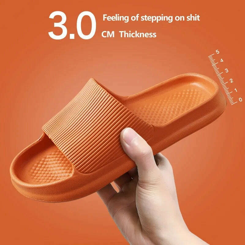 Women Slippers Thick Sole Summer Men Beach Slides Bathroom Anti-Slip Slipper Soft Sandals Fashion Flip-Flops Ultra-Light Shoes - KIMLUD