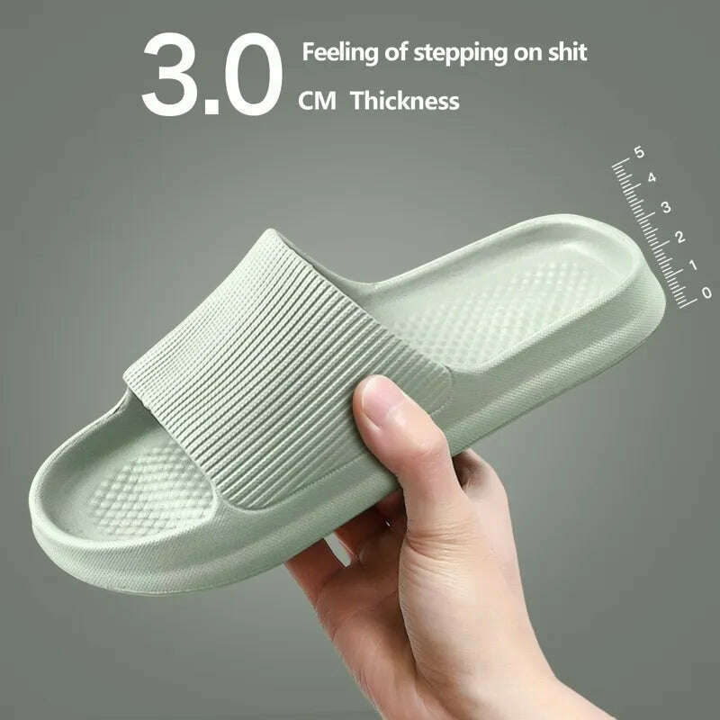 Women Slippers Thick Sole Summer Men Beach Slides Bathroom Anti-Slip Slipper Soft Sandals Fashion Flip-Flops Ultra-Light Shoes - KIMLUD