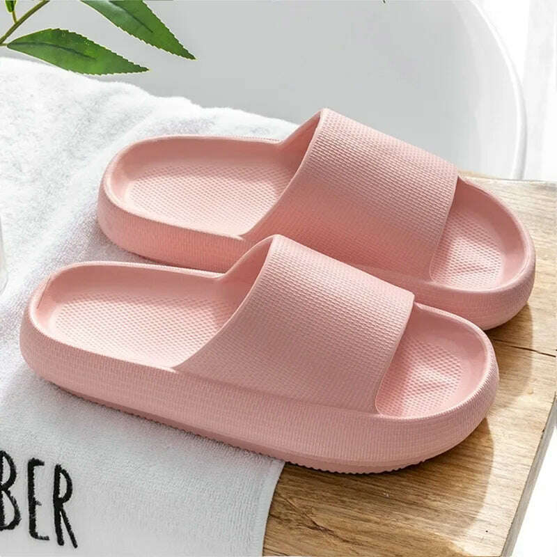 Women Slippers Thick Sole Summer Men Beach Slides Bathroom Anti-Slip Slipper Soft Sandals Fashion Flip-Flops Ultra-Light Shoes - KIMLUD