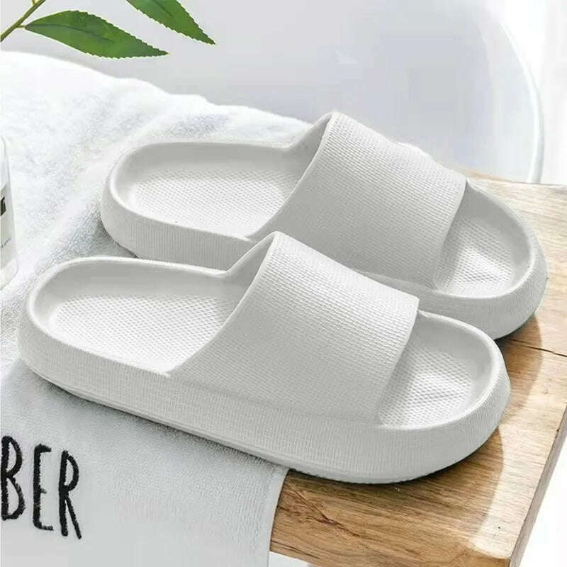 Women Slippers Thick Sole Summer Men Beach Slides Bathroom Anti-Slip Slipper Soft Sandals Fashion Flip-Flops Ultra-Light Shoes - KIMLUD