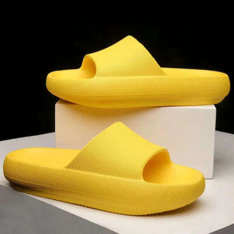 Women Slippers Thick Sole Summer Men Beach Slides Bathroom Anti-Slip Slipper Soft Sandals Fashion Flip-Flops Ultra-Light Shoes - KIMLUD