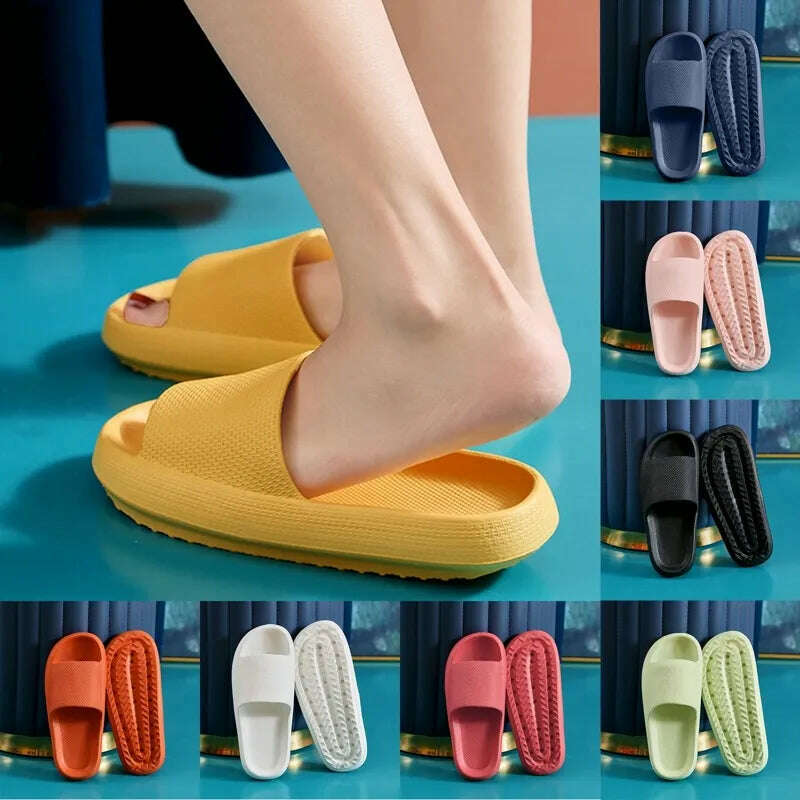 Women Slippers Thick Sole Summer Men Beach Slides Bathroom Anti-Slip Slipper Soft Sandals Fashion Flip-Flops Ultra-Light Shoes - KIMLUD