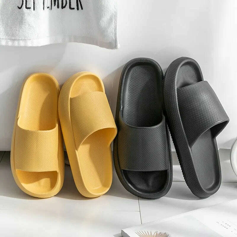 Women Slippers Thick Sole Summer Men Beach Slides Bathroom Anti-Slip Slipper Soft Sandals Fashion Flip-Flops Ultra-Light Shoes - KIMLUD