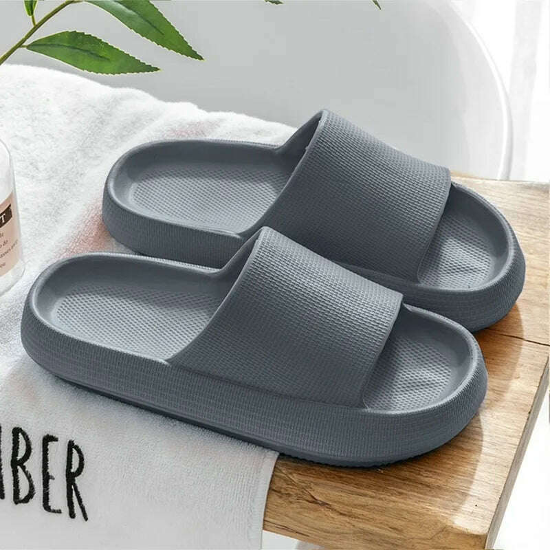 Women Slippers Thick Sole Summer Men Beach Slides Bathroom Anti-Slip Slipper Soft Sandals Fashion Flip-Flops Ultra-Light Shoes - KIMLUD