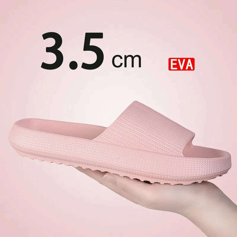 Women Slippers Thick Sole Summer Men Beach Slides Bathroom Anti-Slip Slipper Soft Sandals Fashion Flip-Flops Ultra-Light Shoes - KIMLUD