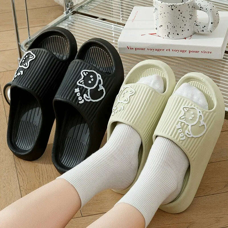 Women Slippers Thick Sole Summer Men Beach Slides Bathroom Anti-Slip Slipper Soft Sandals Fashion Flip-Flops Ultra-Light Shoes - KIMLUD