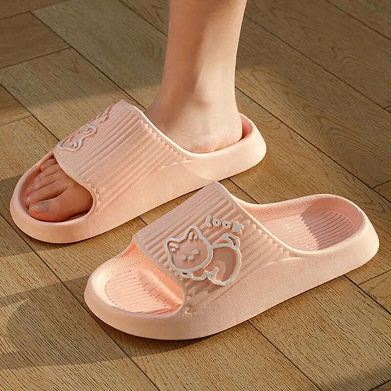 Women Slippers Thick Sole Summer Men Beach Slides Bathroom Anti-Slip Slipper Soft Sandals Fashion Flip-Flops Ultra-Light Shoes - KIMLUD