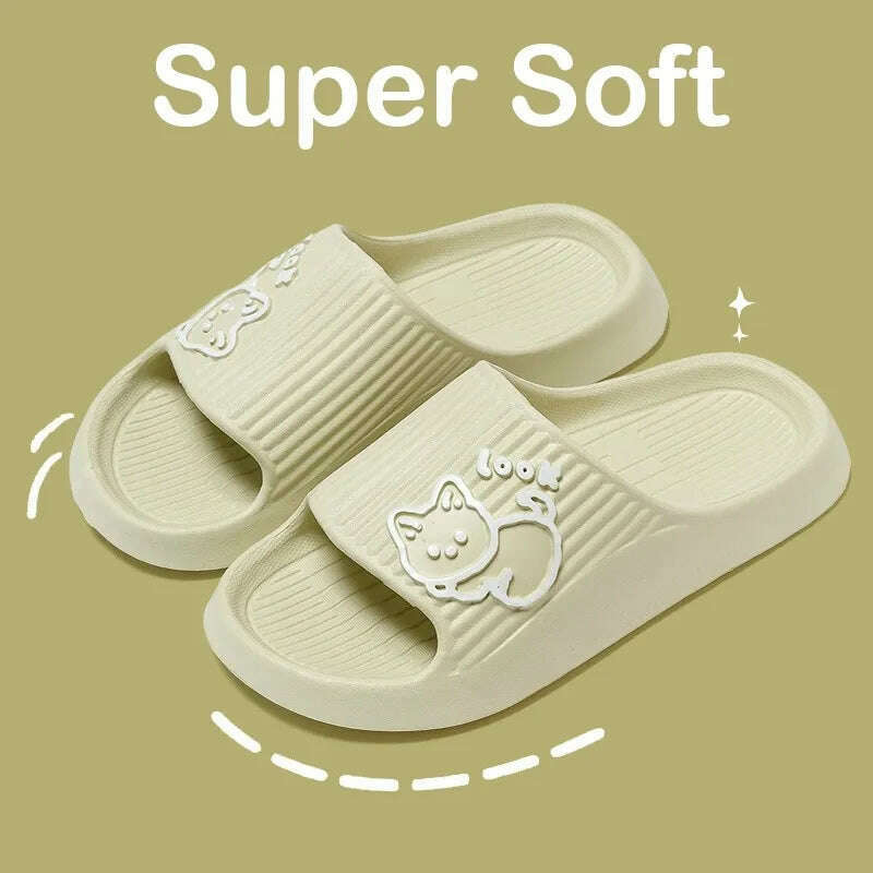 Women Slippers Thick Sole Summer Men Beach Slides Bathroom Anti-Slip Slipper Soft Sandals Fashion Flip-Flops Ultra-Light Shoes - KIMLUD