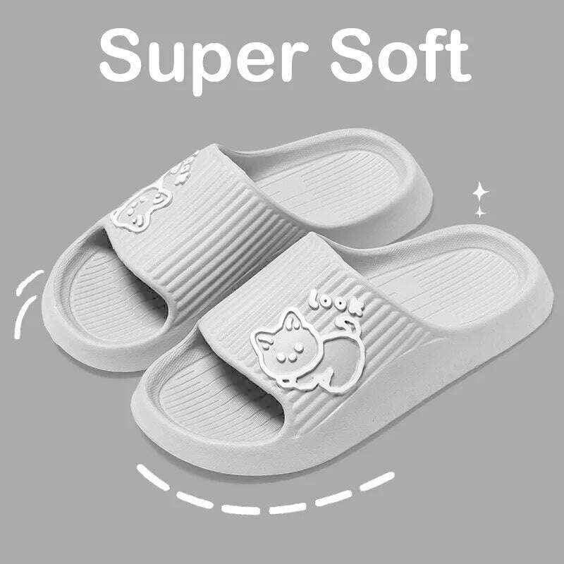 Women Slippers Thick Sole Summer Men Beach Slides Bathroom Anti-Slip Slipper Soft Sandals Fashion Flip-Flops Ultra-Light Shoes - KIMLUD