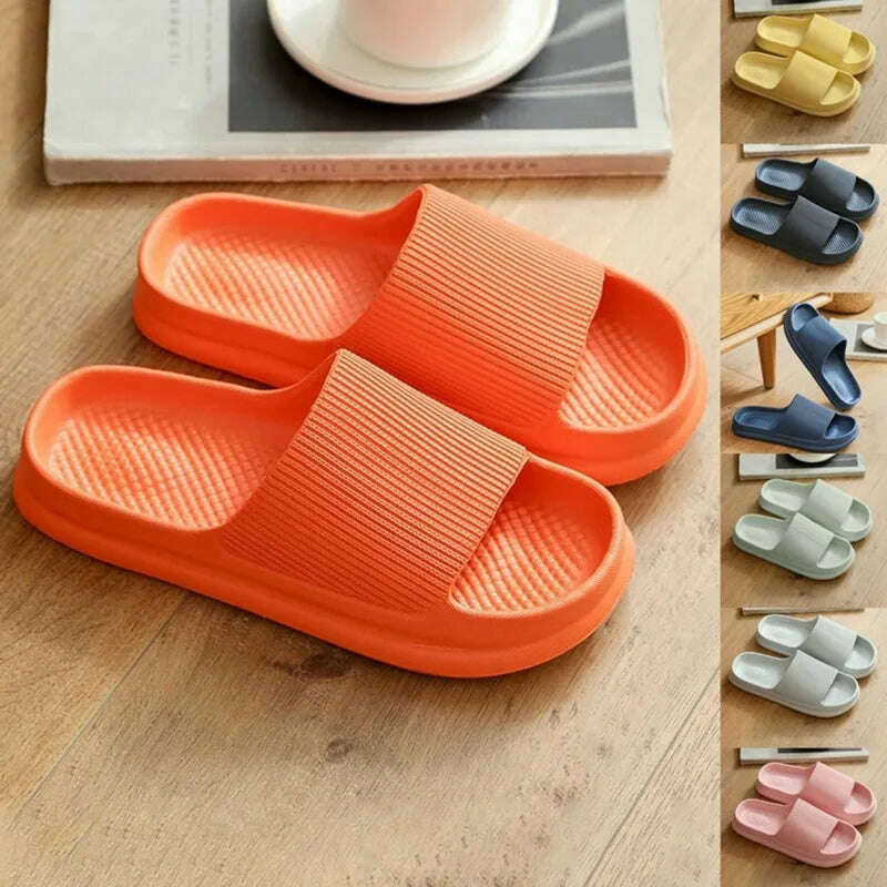 Women Slippers Thick Sole Summer Men Beach Slides Bathroom Anti-Slip Slipper Soft Sandals Fashion Flip-Flops Ultra-Light Shoes - KIMLUD