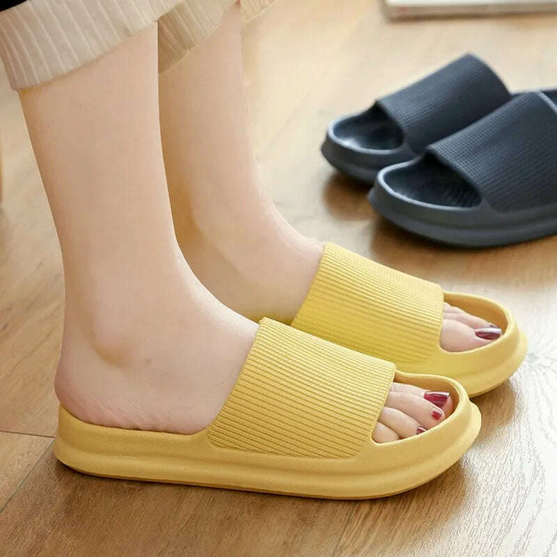 Women Slippers Thick Sole Summer Men Beach Slides Bathroom Anti-Slip Slipper Soft Sandals Fashion Flip-Flops Ultra-Light Shoes - KIMLUD