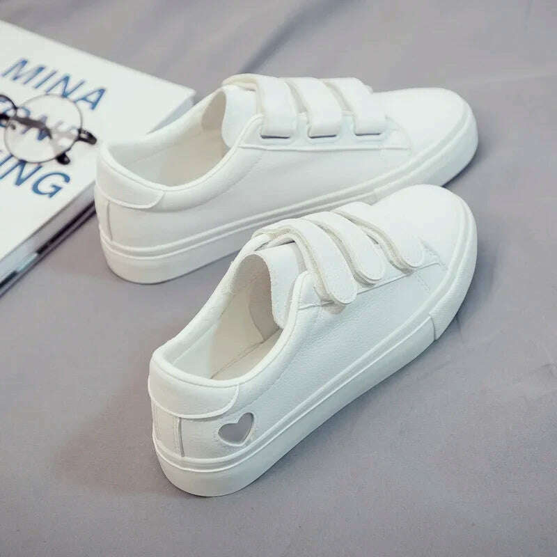 KIMLUD, Women Sneakers New Women Shoes Trend Casual Flats Sneakers Female New Fashion Comfort Cute Heart Vulcanized Platform Shoes, White Silver / 5, KIMLUD APPAREL - Womens Clothes