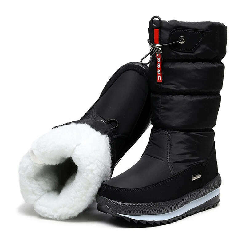 womens warm winter dress boots Waterproof Plush Platform Snow Boots