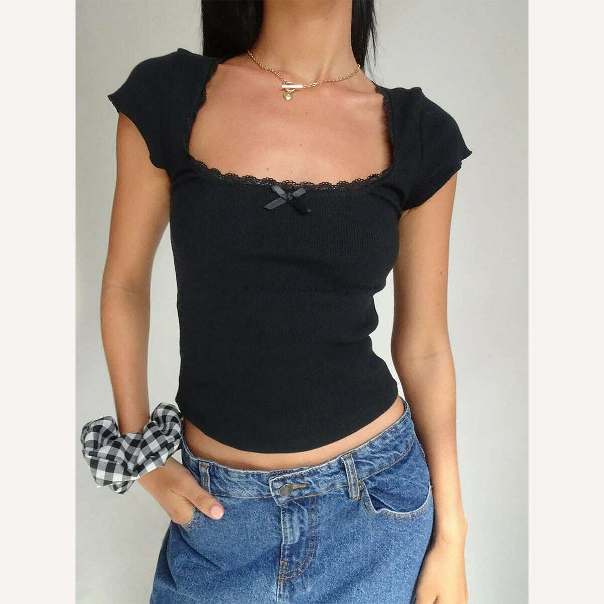 KIMLUD, Women Summer Casual Short Sleeve Crop Tops Solid Color Off Shoulder Boat Neck Backless Slim Fit Tops Streetwear, As Pic Show 3 / M, KIMLUD APPAREL - Womens Clothes