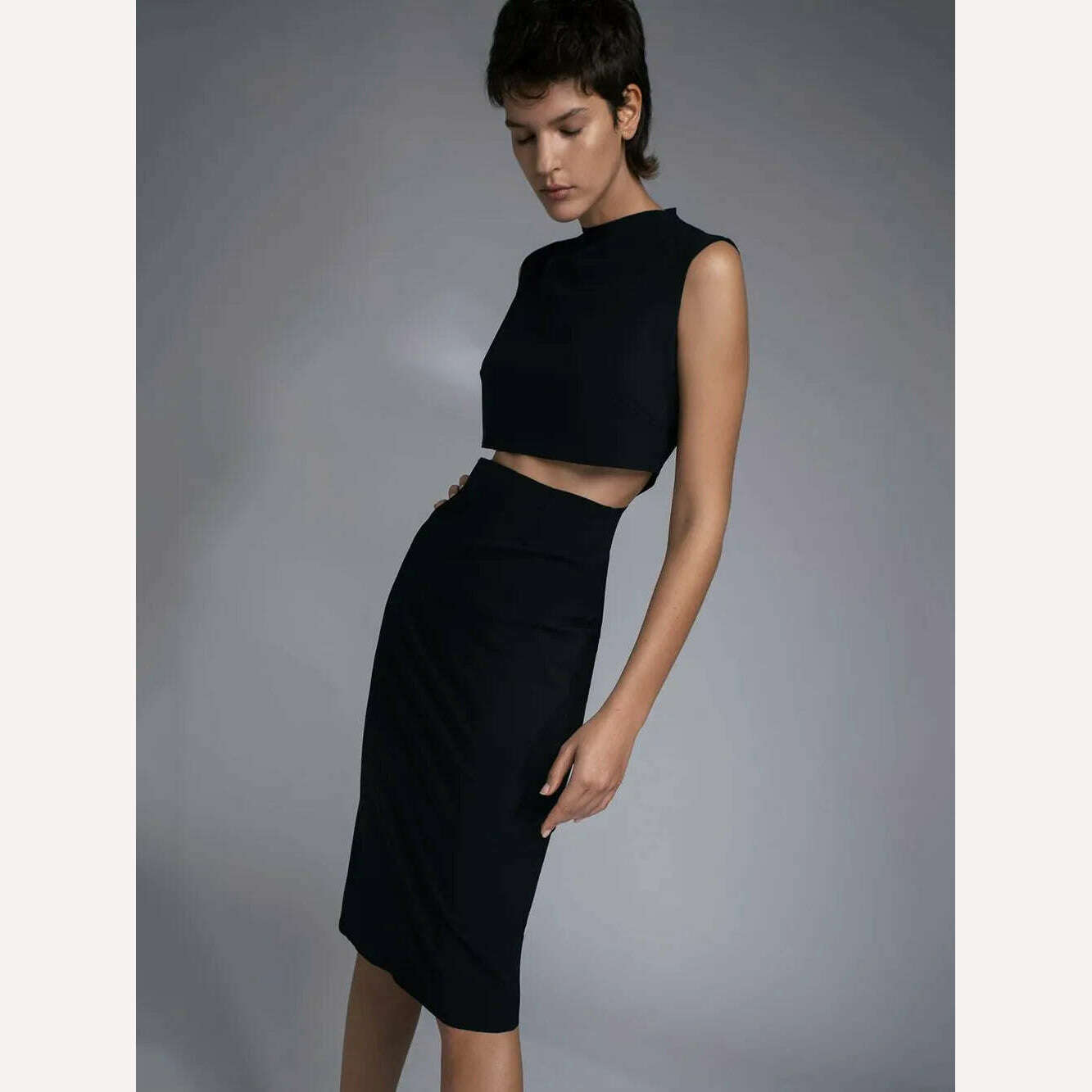KIMLUD, Women Summer Sexy Turtleneck Backless Heart Black Mini Bodycon Bandage Dress 2022 Elegant Party Stage Performance Dress, KIMLUD Womens Clothes