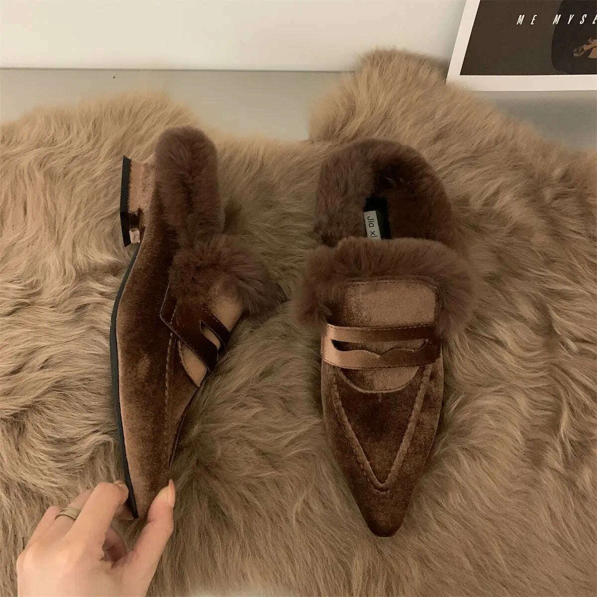 KIMLUD, Women Thick Fur Winter Slippers Warm Shoes Slippers Platform Heels Casual Cotton  Home Slides Boots 2022 New Plush Women Shoes, 2 / 35, KIMLUD Womens Clothes
