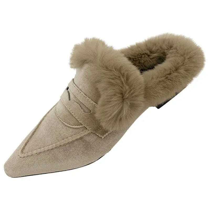 KIMLUD, Women Thick Fur Winter Slippers Warm Shoes Slippers Platform Heels Casual Cotton  Home Slides Boots 2022 New Plush Women Shoes, 1 / 35, KIMLUD Womens Clothes